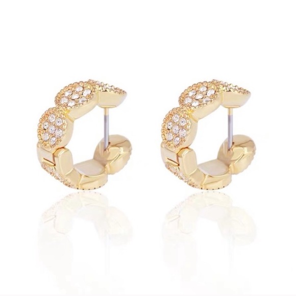 kate spade Jewelry - Kate Spade gold  crystal  hoop earrings